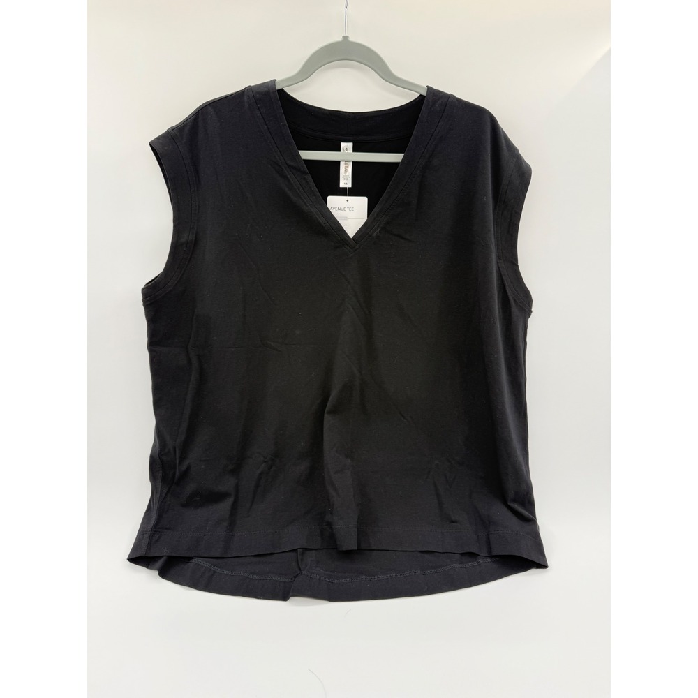 Athleta Avenue Tee Black Supima V Neck Muscle Tank Top 1X 657842 New